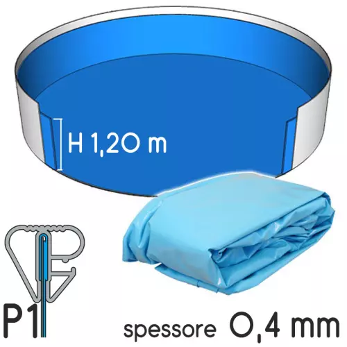 Liner per piscina a forma circolare Ø 3,50 x h. 1,20 m AZZURRO - attacco OVERLAP - spessore 0,40 mm