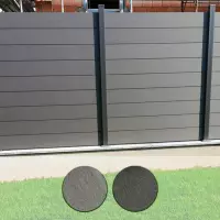 Recinzione in legno composito WPC e alluminio Privacy TREND in kit di installazione - Vendita a moduli L.149 x H.106,8-205 cm