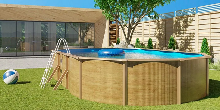 Piscina fuori terra in acciaio effetto legno STEELWOOD