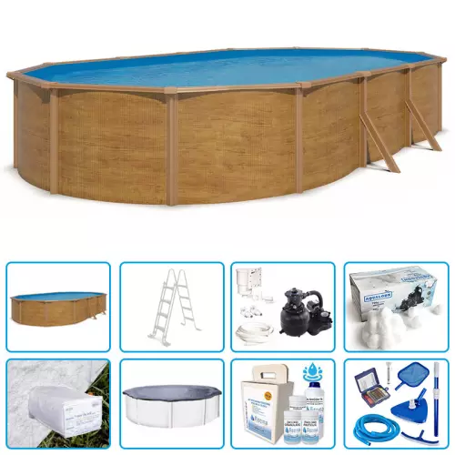 Piscina fuori terra STEELWOOD - 7,30 x 3,65 x h.1,20 m - KIT PRO
