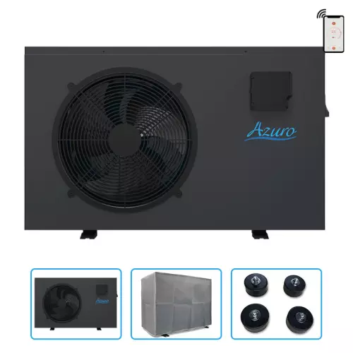 Pompa di calore full inverter per piscina fino a 50 m³ - AZURO INVERTER con controllo Wi-Fi, copertura protettiva e piedini antivibrazione