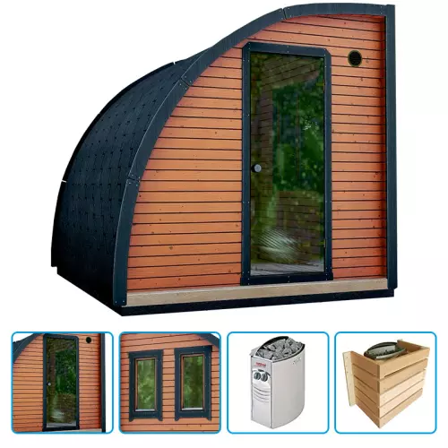 Sauna finlandese tradizionale da esterno NOMAD Small 2-4 posti - KIT BASE CON RISCALDATORE ELETTRICO