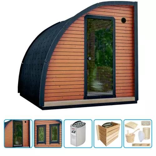 Sauna finlandese tradizionale da esterno NOMAD Small 2-4 posti - KIT PRO CON RISCALDATORE ELETTRICO