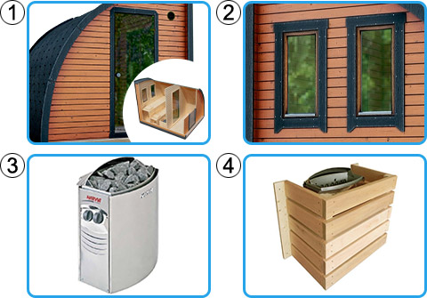 Sauna finlandese da esterno NOMAD Medium - KIT BASE con riscaldatore elettrico