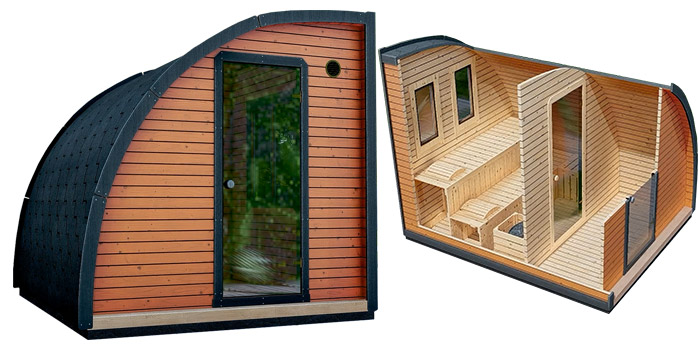 Sauna finlandese tradizionale da esterno NOMAD Medium 2-4 posti con spogliatoio