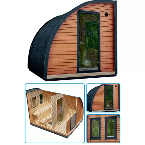 Struttura per sauna finlandese tradizionale da esterno NOMAD Medium 2-4 posti con spogliatoio