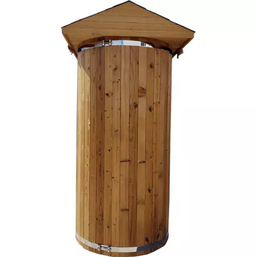 Cabina doccia da esterno LUCILLE in legno Ø 1,00 x h 2,20 m, con luce interna