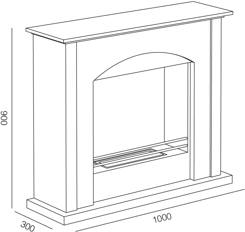 Dimensioni Camino a bioetanolo da pavimento
