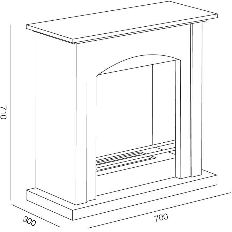 Dimensioni Camino a bioetanolo da pavimento