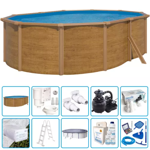 Piscina fuori terra STEELWOOD - 4,90 x 3,65 x h.1,20 m - KIT PRO
