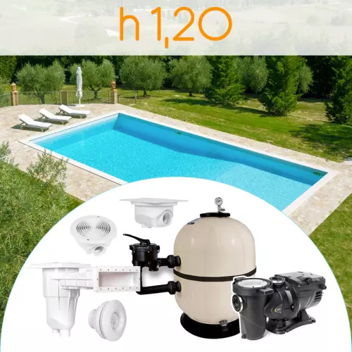Kit componenti per piscina in cemento armato ARIZONA 5,00 x 3,00 h 1,20 m