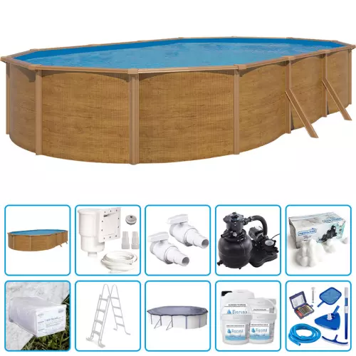 Piscina fuori terra STEELWOOD - 7,60 x 4,55 x h.1,20 m - KIT PRO