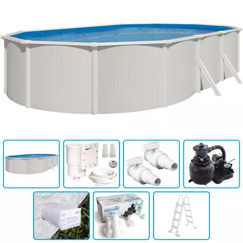 Piscina fuori terra STEEL White - 7,60 x 4,55 x h.1,32 m - KIT BASE