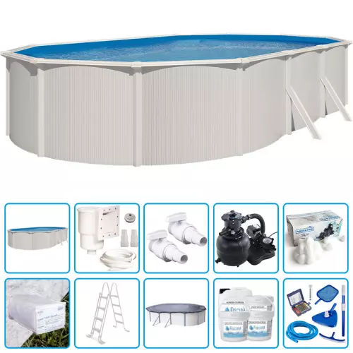 Piscina fuori terra STEEL White - 7,60 x 4,55 x h.1,32 m - KIT PRO