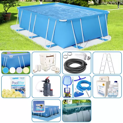 Piscina fuori terra ITALIKA® Soft rettangolare 4,80 x 3,80 h.1,00 m - KIT PLUS