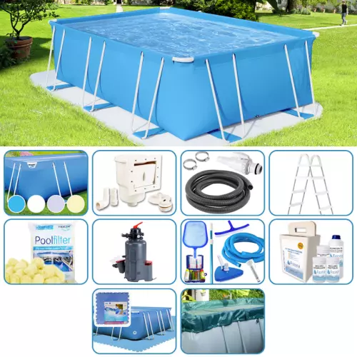 Piscina fuori terra ITALIKA® Soft rettangolare 5,80 x 3,80 h.1,25 m - KIT PLUS