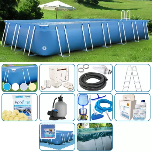 Piscina fuori terra ITALIKA® Soft rettangolare 7,80 x 4,80 h.1,40 m - KIT PLUS