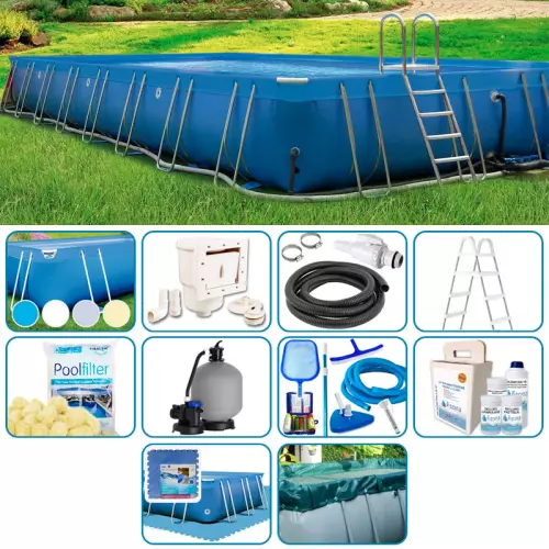 Piscina fuori terra ITALIKA® Soft rettangolare 10,80 x 6,80 h.1,25 m - KIT PLUS
