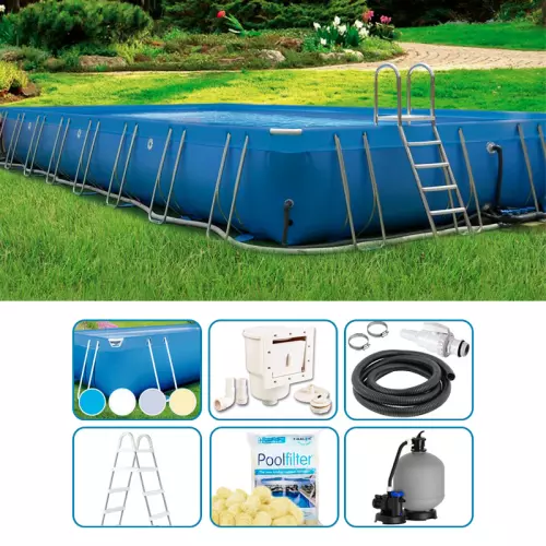 Piscina fuori terra ITALIKA® Soft rettangolare 12,80 x 6,80 h.1,40 m - KIT PRO