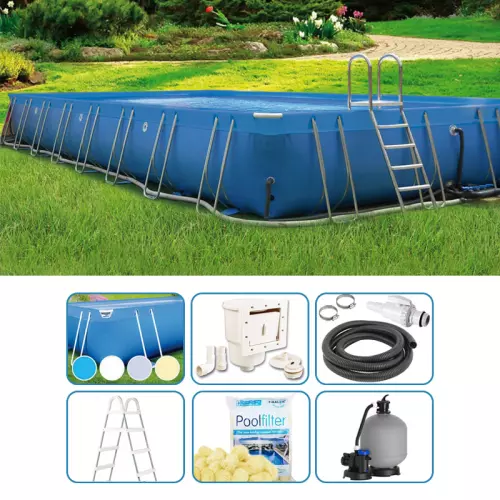 Piscina fuori terra ITALIKA® Soft rettangolare 15,80 x 8,80 h.1,25 m - KIT PRO
