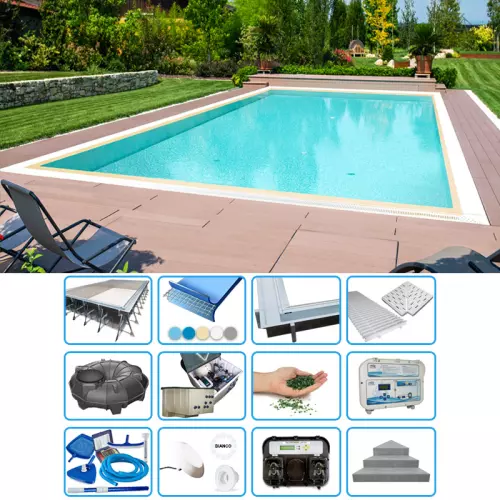 Piscina interrata a sfioro ITALIKA® Infinity in pannelli d'acciaio 6,00 x 3,00 h1,20 m - kit SENZA PENSIERI