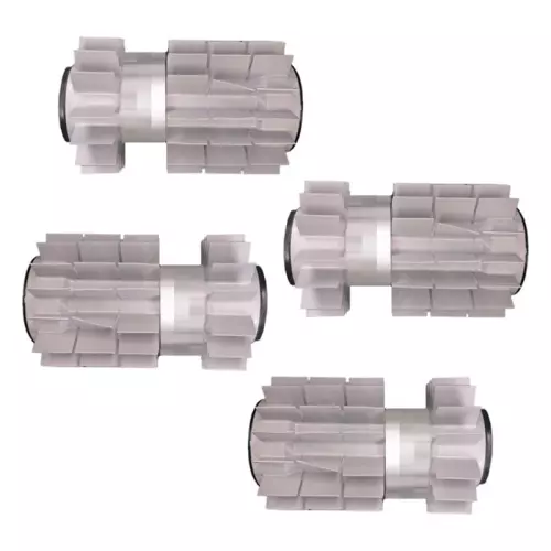 21(04) - Set 4 pezzi Spazzola PVC grigia DYN CB pre-assemblata su cilindro (anelli Kanebo non inclusi)