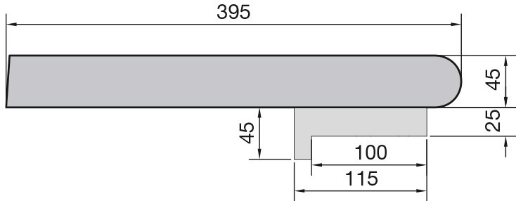 Dimensioni bordo piatto sabbiato con dentello LAGUNA per piscina
