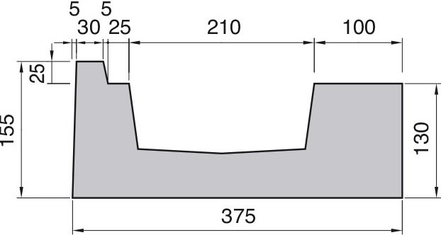 Dimensioni canalina per bordo sfioratore LAGUNA