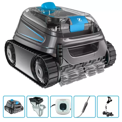Robot pulitore automatico per piscina Zodiac CNX 50 iQ con carrello di trasporto