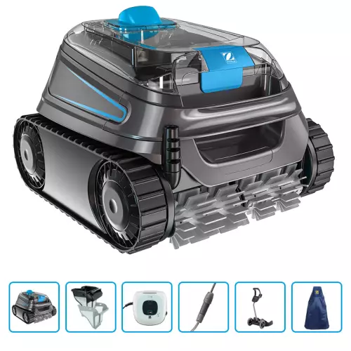 Robot pulitore automatico per piscina Zodiac CNX 50 iQ con carrello e copertura protettiva