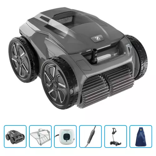 Robot pulitore automatico per piscina Zodiac Alpha OA 6400 iQ con carrello e copertura protettiva