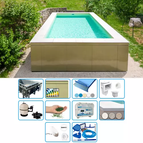Piscina fuori terra ITALIKA® VISTA in pannelli d'acciaio 6,00 x 3,00 h1,20 m - Kit PRO