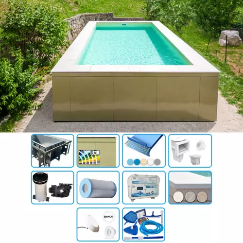 Piscina fuori terra ITALIKA® VISTA in pannelli d'acciaio 10,00 x 5,00 h1,20 m - Kit EASY