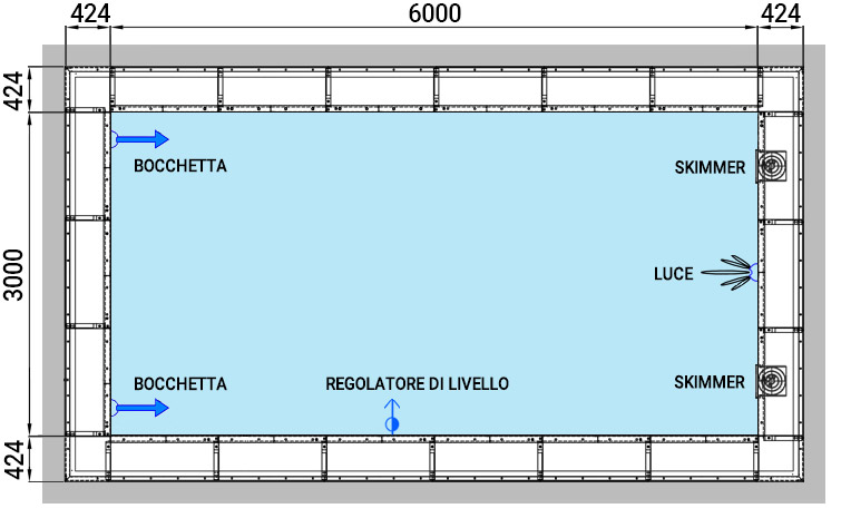 Dimensioni piscina in pannelli d'acciaio ITALIKA Steel VISTA