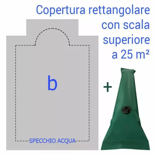 Copertura Invernale per piscina Polartex® CLASSIC 450 gr/m² in PVC con salsicciotti XL inclusi : Forma rettangolare con scala superiore a 25 m²