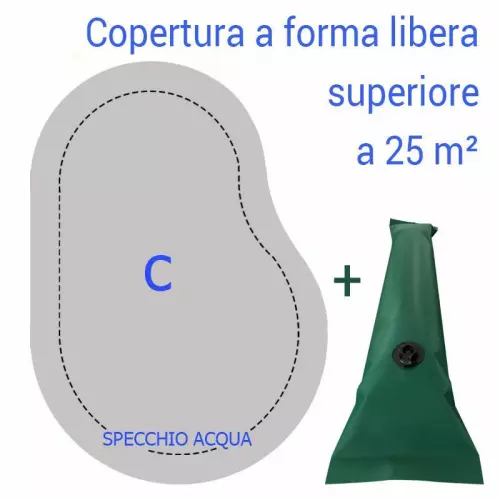 Copertura Invernale per piscina Polartex® CLASSIC 450 gr/m² in PVC con salsicciotti XL inclusi : Forma libera superiore a 25 m²