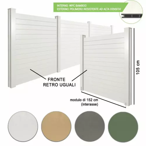 Recinzione in legno composito WPC Privacy DELUX - Kit modulo L.152 x H.105 cm