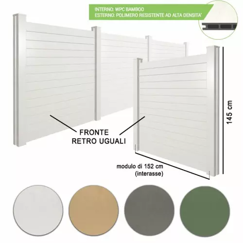 Recinzione in legno composito WPC Privacy DELUX - Kit modulo L.152 x H.145 cm
