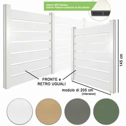 Recinzione in WPC BAMBOO Vedo non vedo Delux - Kit modulo 205 x h. 145 cm