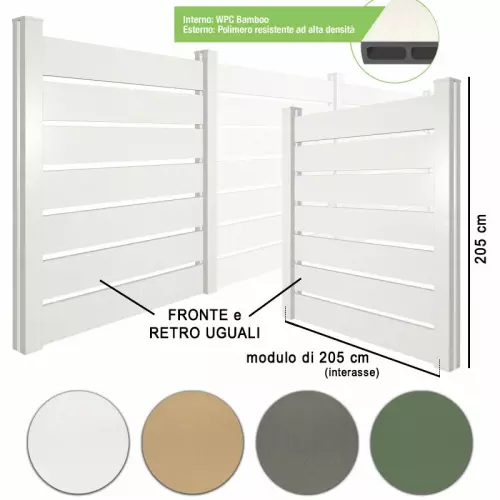 Recinzione in WPC BAMBOO Vedo non vedo Delux - Kit modulo 205 x h. 205 cm