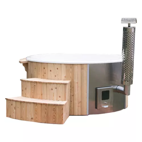 Tinozza idromassaggio in legno e vetroresina FREYA Ø 1,80 m con stufa integrata