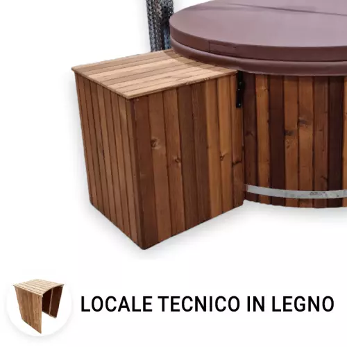 Locale tecnico vuoto in legno per tinozza