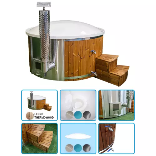 Tinozza in legno e vetroresina TYR Ø 1,80 m con stufa integrata - LEGNO THERMOWOOD