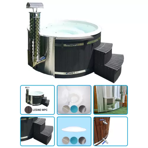 Tinozza in legno e vetroresina TYR Ø 1,80 m con stufa integrata - LEGNO WPC