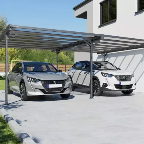 Tettoia per auto in alluminio LEVANTE DOUBLE 6,06 x 5,09 x h 2,27 m