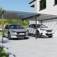 Tettoia per auto in alluminio LEVANTE DOUBLE 6,06 x 5,09 x h 2,27 m