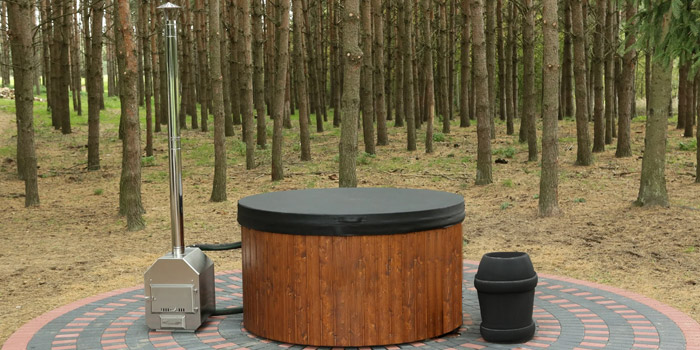 Tinozza in legno e acrilico con stufa esterna