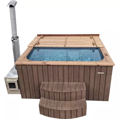 Tinozza idromassaggio in legno e polipropilene BALDR 1,60 x 1,60 m con stufa esterna