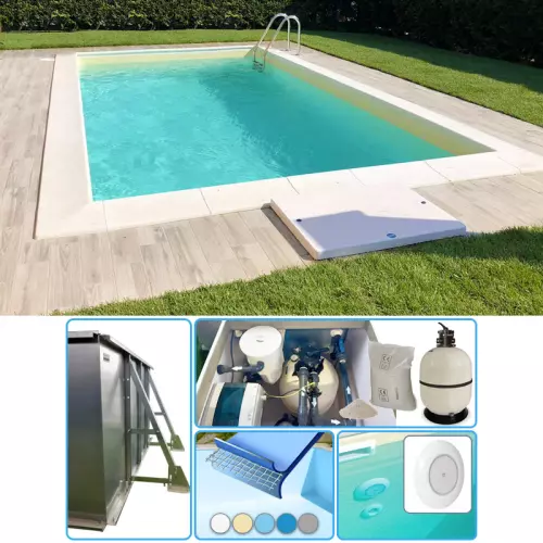 Piscina interrata in pannelli d'acciaio ITALIKA® EASY rettangolare 7,00 x 3,00 h1,50 m - KIT BASE con membrana armata 1,50 mm
