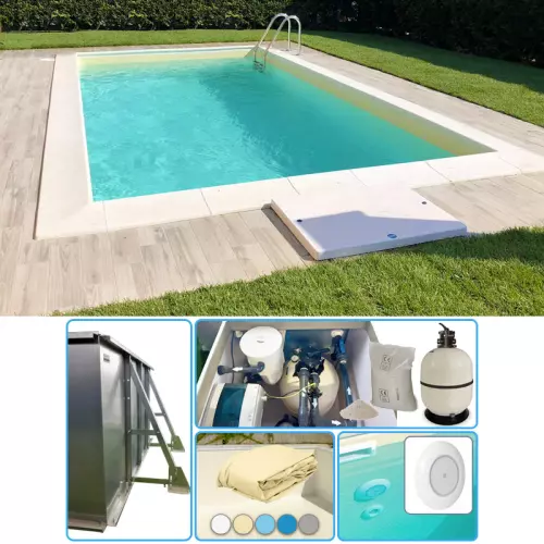 Piscina interrata in pannelli d'acciaio ITALIKA® EASY rettangolare 7,00 x 3,00 h1,50 m - KIT BASE con liner a sacco 0,75 mm